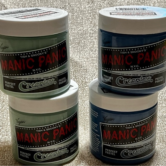 Lot of Four Standard Sized Jars Manic Panic Blue Angel and Sea Nymph Creamtones - Picture 2 of 3